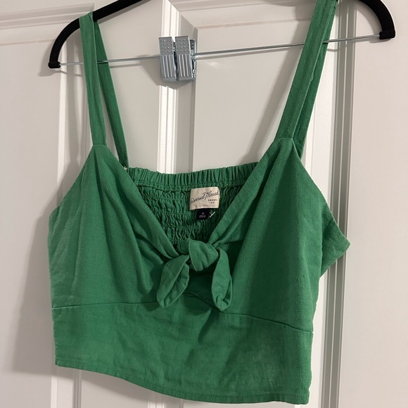Two Piece Set Green Linen Skirt & Knot-Front Cropped Tank sz M Universal Thread - Picture 3 of 4